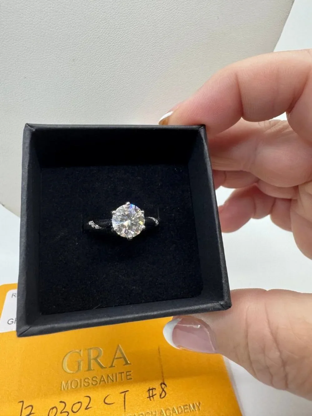 GRA Certified Moissanite 2Ct Ring Size 8 Solitaire 925 Stamped Sterling Silver B